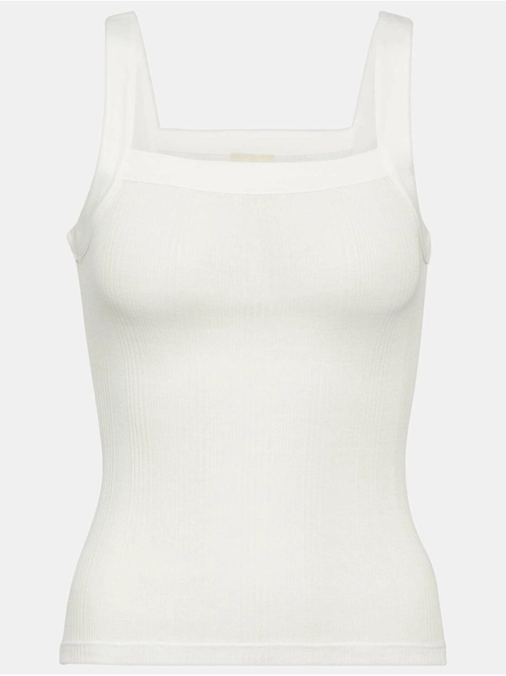 KHAITE Ivory Ribbed Square-Neck Tank